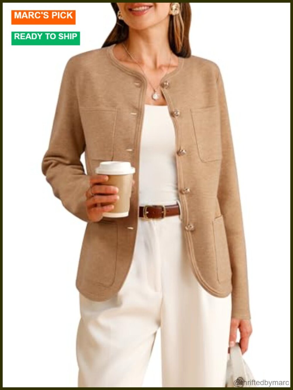 Women's Wool Blend Suit Jacket Blazer Business Casual